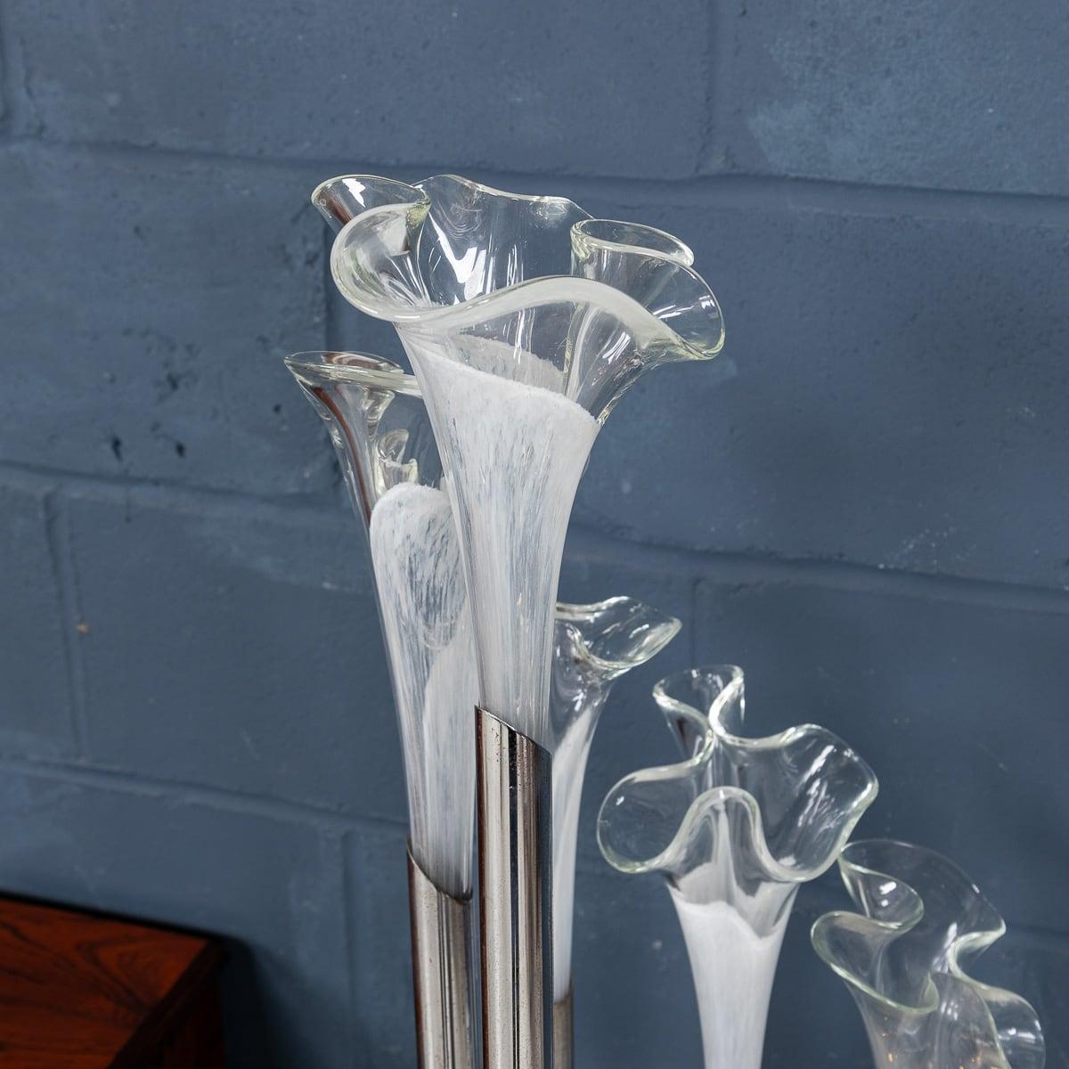 20thC Italian Chrome & Glass Floor Lamp By Paolo Venini, Made In Murano c.1970 For Sale 4