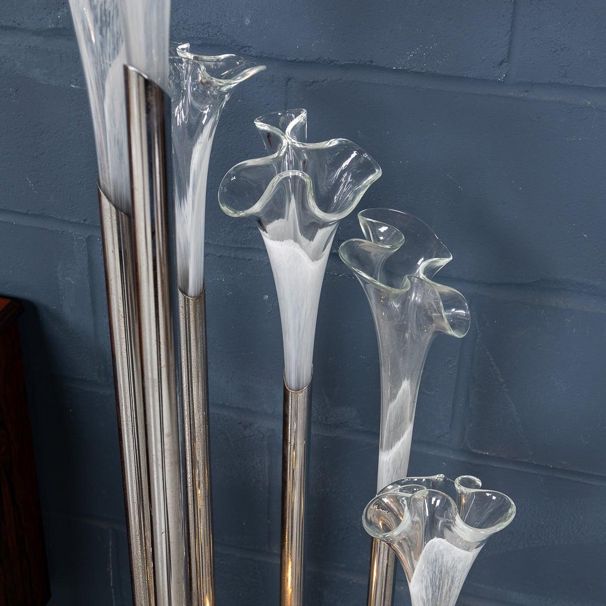 20thC Italian Chrome & Glass Floor Lamp By Paolo Venini, Made In Murano c.1970 For Sale 5