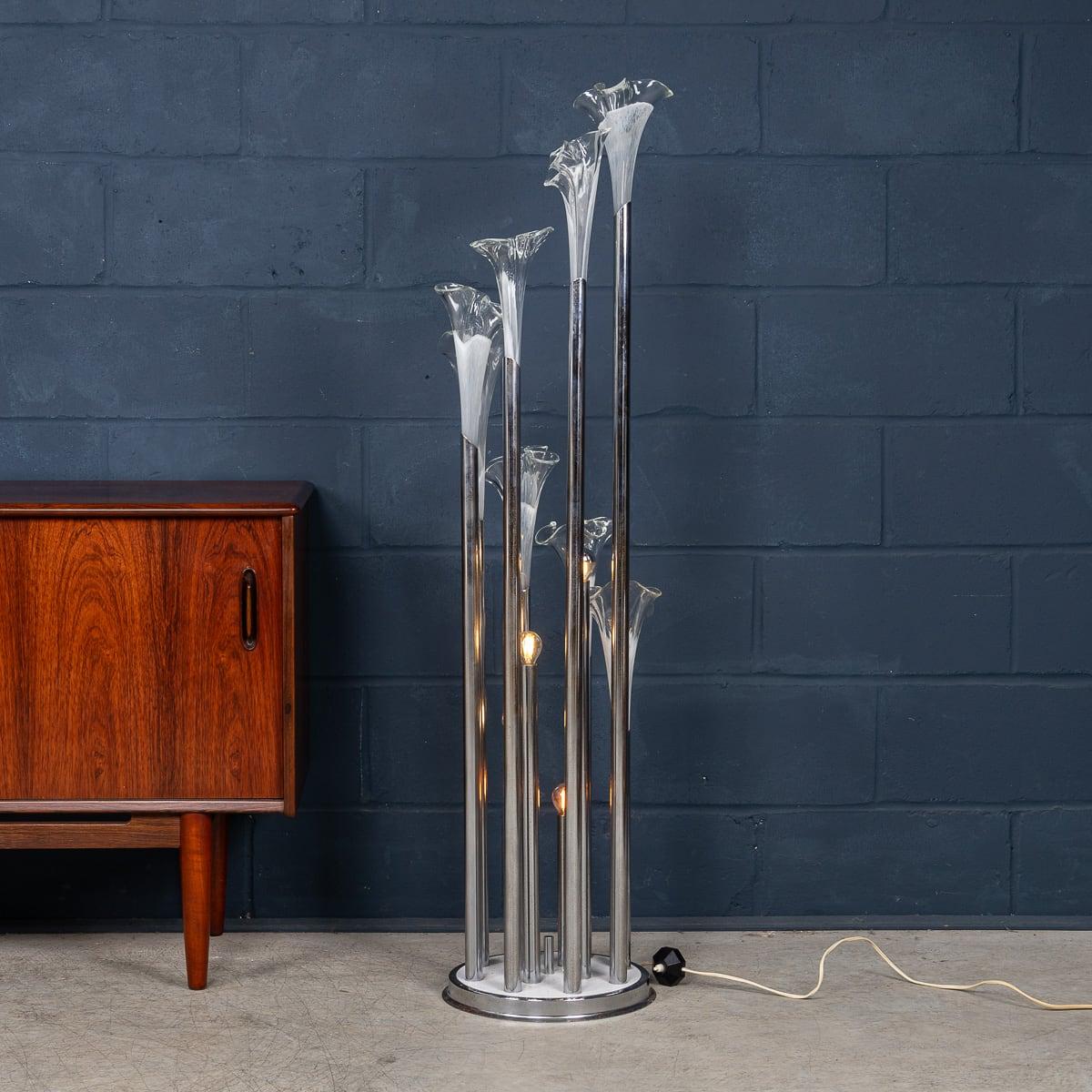 Other 20thC Italian Chrome & Glass Floor Lamp By Paolo Venini, Made In Murano c.1970 For Sale