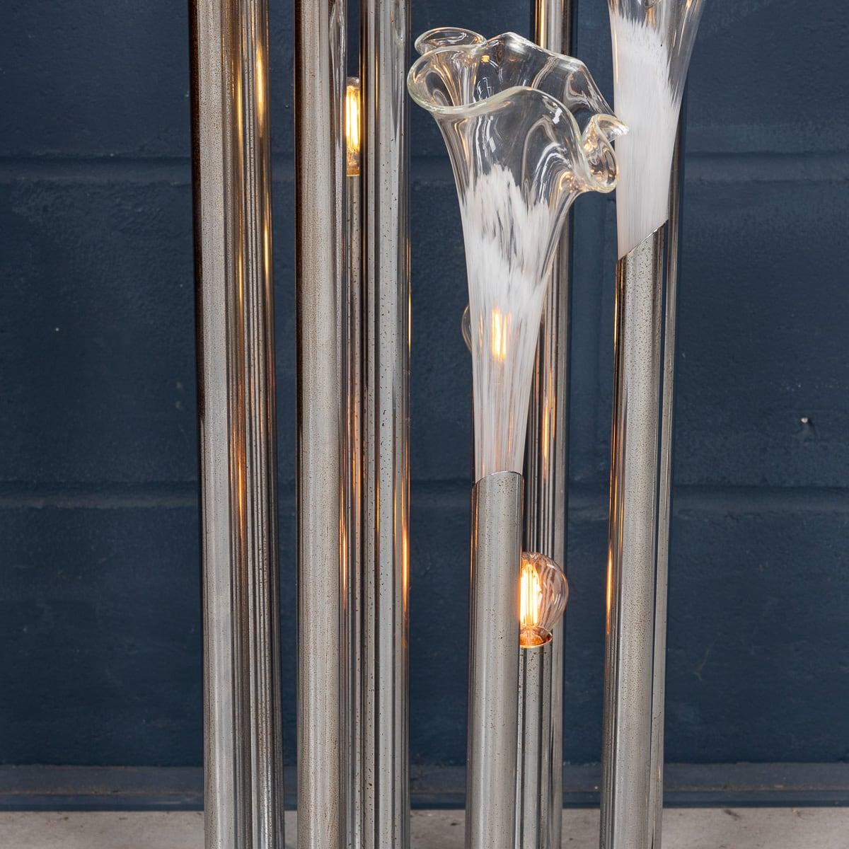 20th Century 20thC Italian Chrome & Glass Floor Lamp By Paolo Venini, Made In Murano c.1970 For Sale