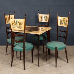 20thC Italian Dining Set / Games Table With Playing Cards Motif By Aldo Tura