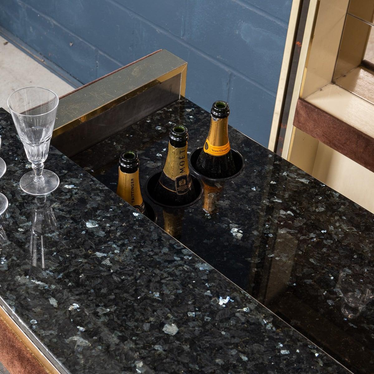 Bar in ottone e tartaruga finta del XX secolo con piano in marmo, Willy Rizzo 12