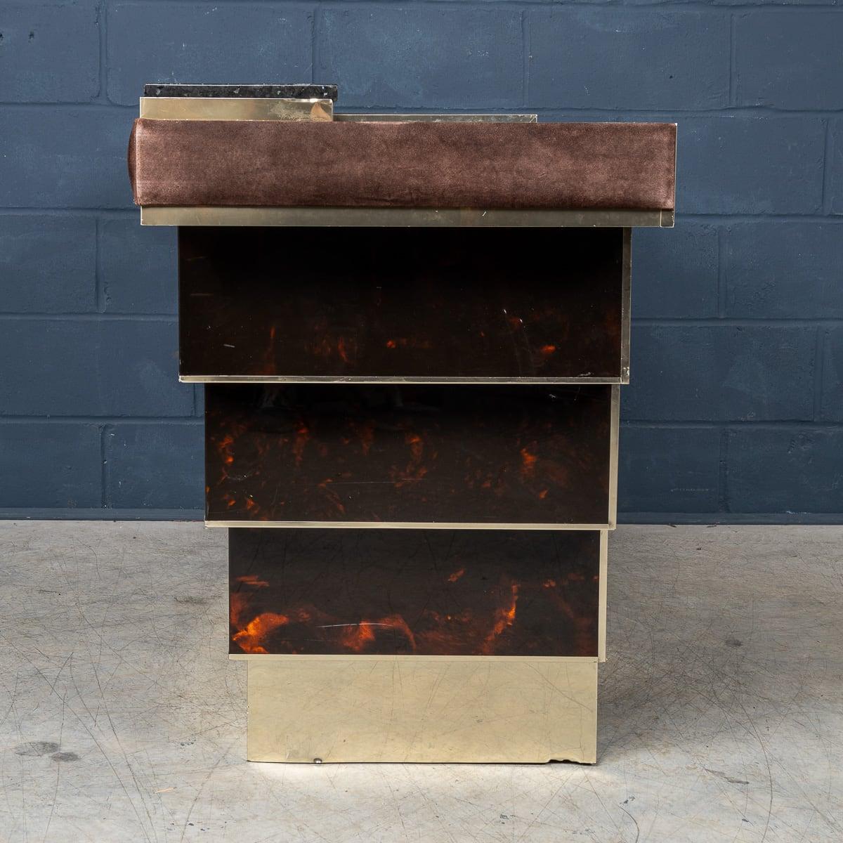 Bar in ottone e tartaruga finta del XX secolo con piano in marmo, Willy Rizzo 1