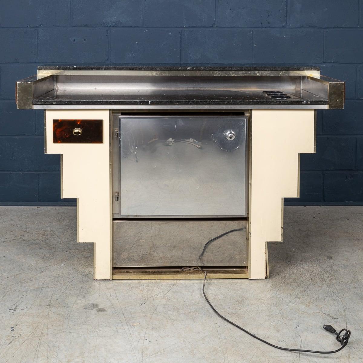 Bar in ottone e tartaruga finta del XX secolo con piano in marmo, Willy Rizzo 2