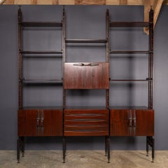 Italienischer modularer Hartholz-Wandschrank aus dem 20. Jahrhundert von Franco Albini, um 1950