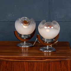 20thC Italian Pair Of Side Table Lamps By Gaetano Sciolari For Mazzega c.1970