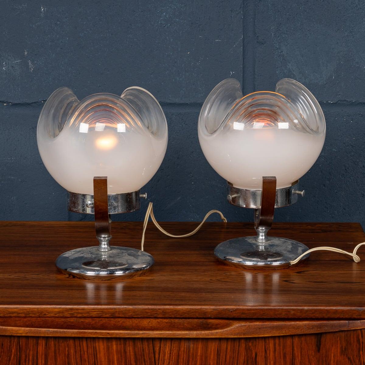 Other 20thC Italian Pair Of Side Table Lamps By Gaetano Sciolari For Mazzega c.1970