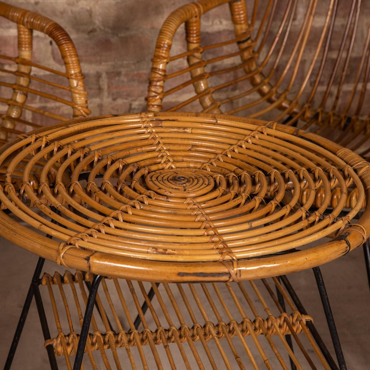 20th Century Italian Set of Four Bamboo Chairs and Table, Milan 11