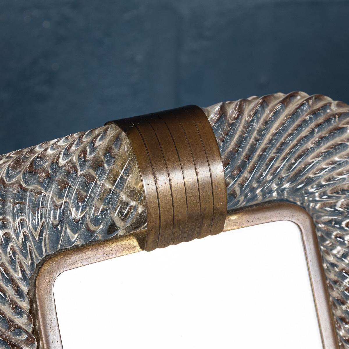 20thC Italian Venetian Glass Photograph Frame, Attributable To Venini c.1950 For Sale 1