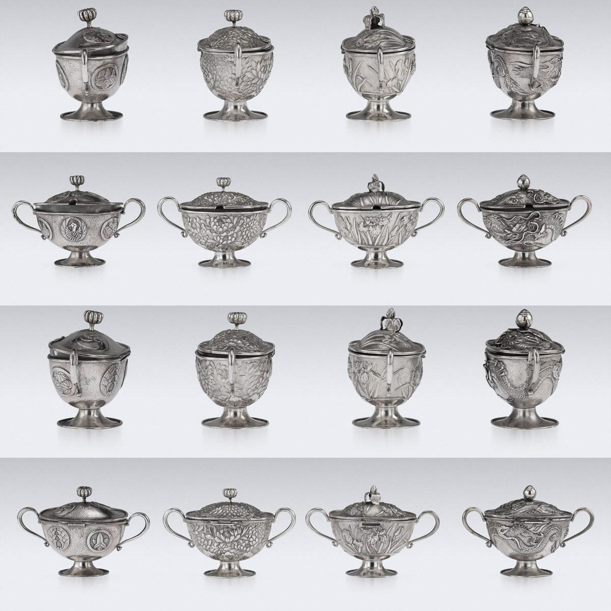 20th Century Japanese Solid Silver Condiment Set, Konoike, Yokohama, circa 1900 3