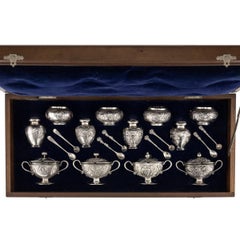 20th Century Japanese Solid Silver Condiment Set, Konoike, Yokohama, circa 1900