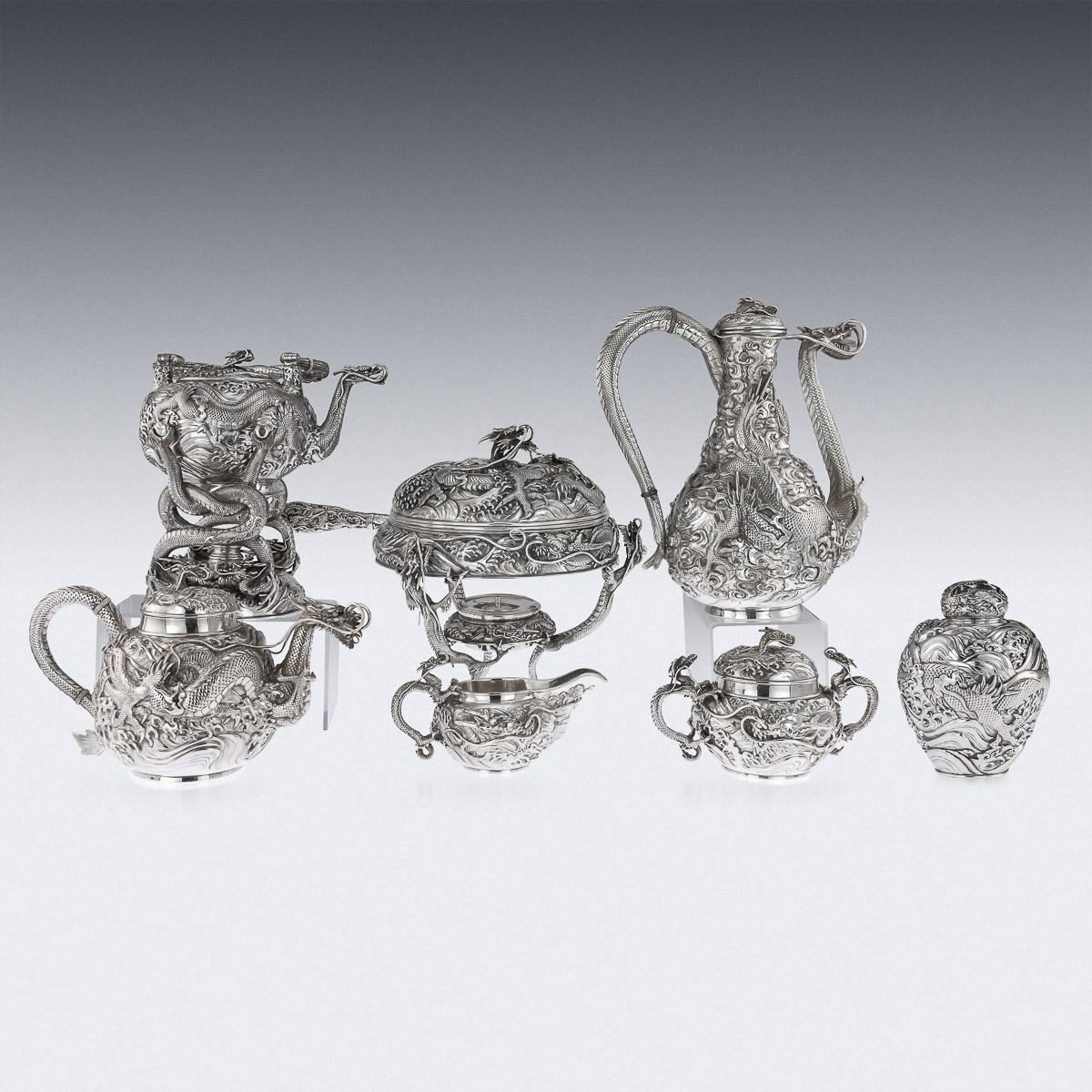 Japanese Solid Silver Massive 8 Piece Tea and Coffee Service, circa 1900 In Good Condition In Royal Tunbridge Wells, Kent
