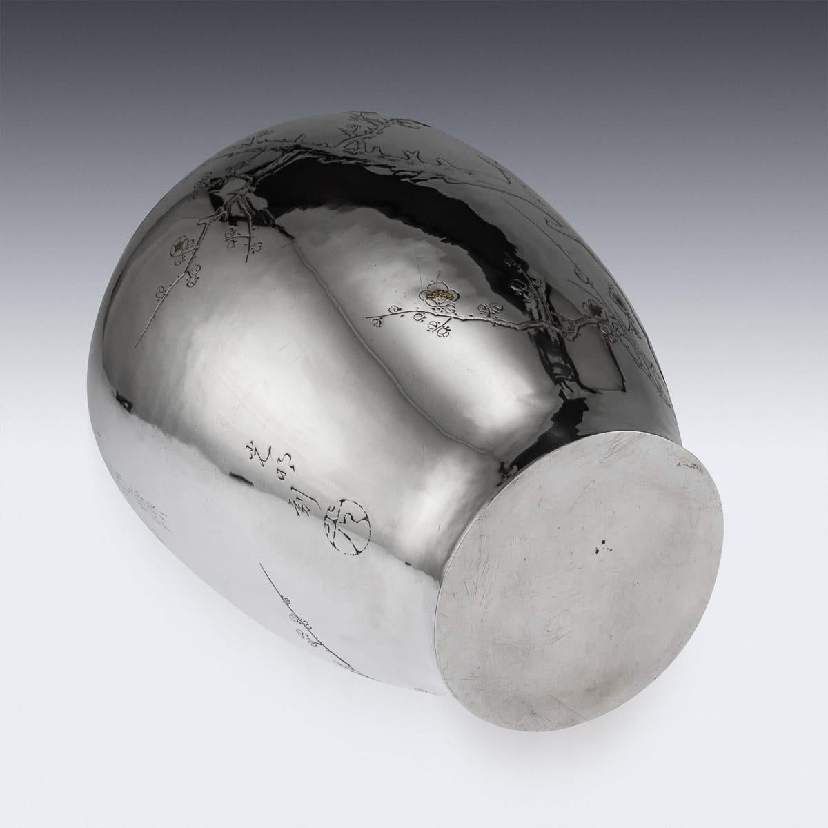 Sterling Silver 20th Century Japanese Solid Silver and Mix Metal Vase, Mitsuaki, circa 1900