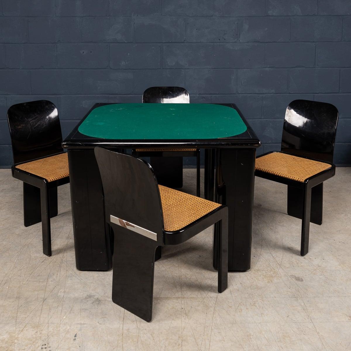 A gorgeous games table and chairs designed by Pierluigi Molinari and produced by Pozzi in Milan, Italy in the 1970s. The set presents itself in perfect vintage condition, complete with chairs. What makes these games tables different from the rest