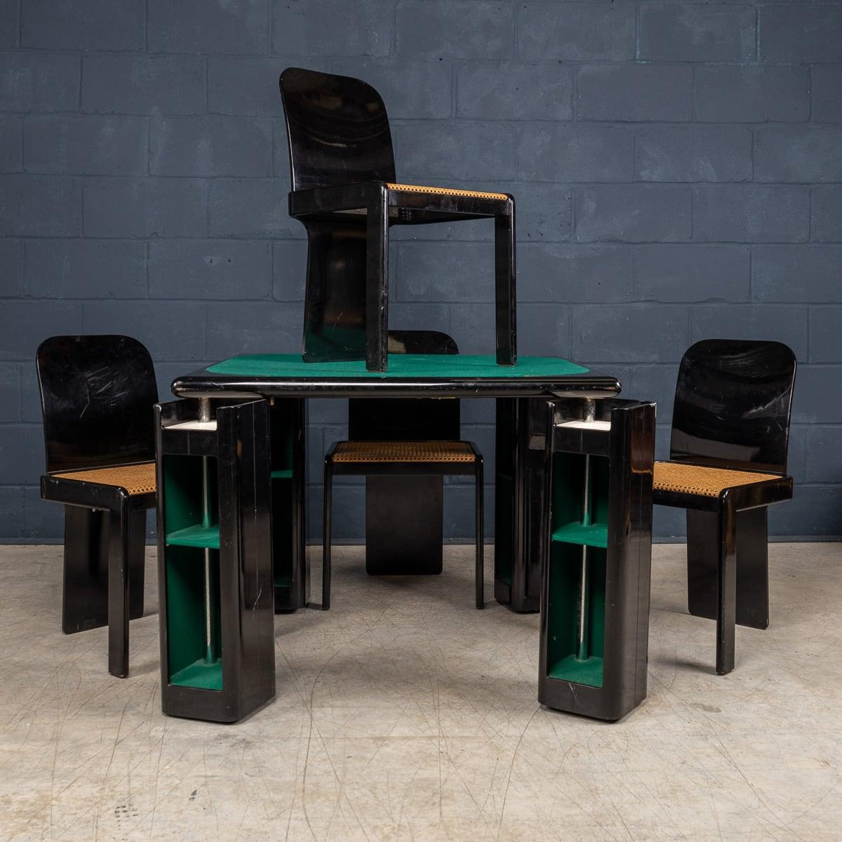 Italian 20thC Lacquered Wood Games Table & Chairs By Pierluigi Molinari For Pozzi, Milan For Sale