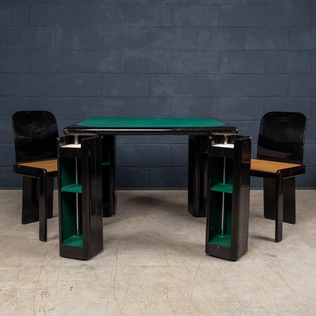 20thC Lacquered Wood Games Table & Chairs By Pierluigi Molinari For Pozzi, Milan In Good Condition For Sale In Royal Tunbridge Wells, Kent