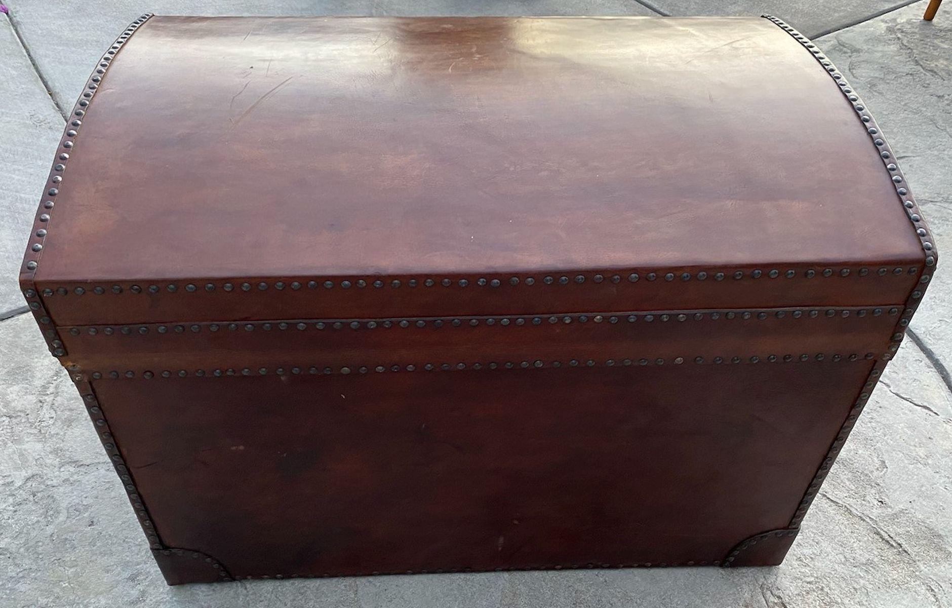 Adirondack 20th Century Leather Dome Top Trunk For Sale