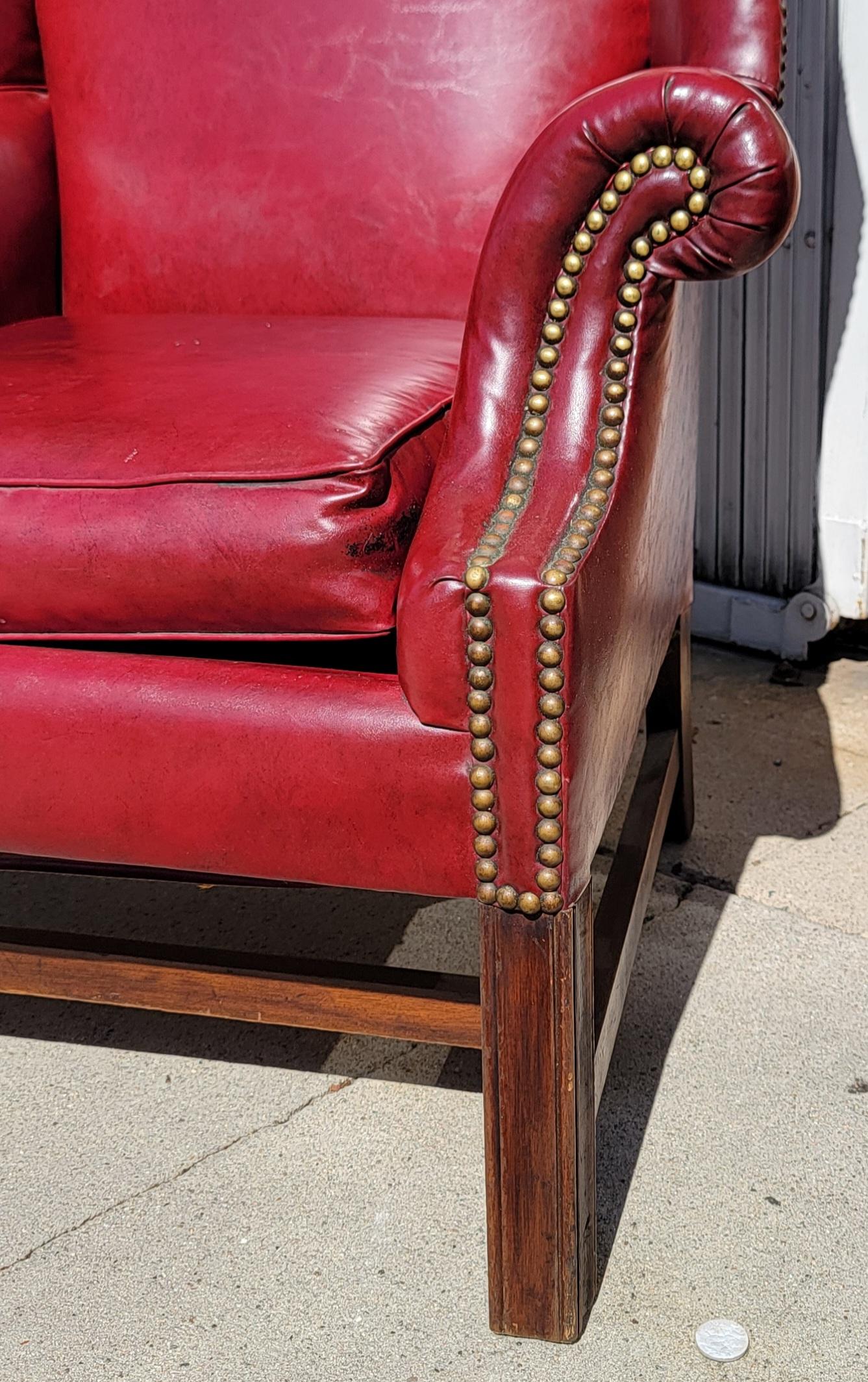 Mid-20th Century 20Thc Leather Wing Chair