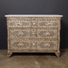 20thC Levantine Mother Of Pearl & Camel Bone Inlaid Chest Of Drawers c.1900
