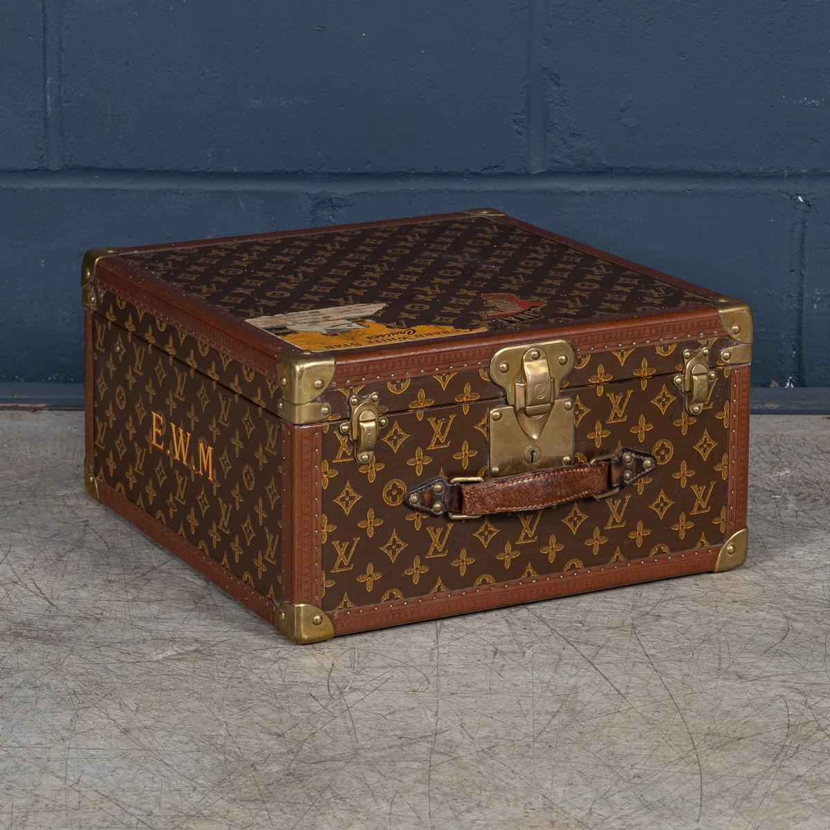 A beautiful Louis Vuitton hat case, crafted in France circa 1950. It has been expertly converted into a luxurious humidor, seamlessly blending heritage craftsmanship with refined functionality. Originally designed to store and protect elegant