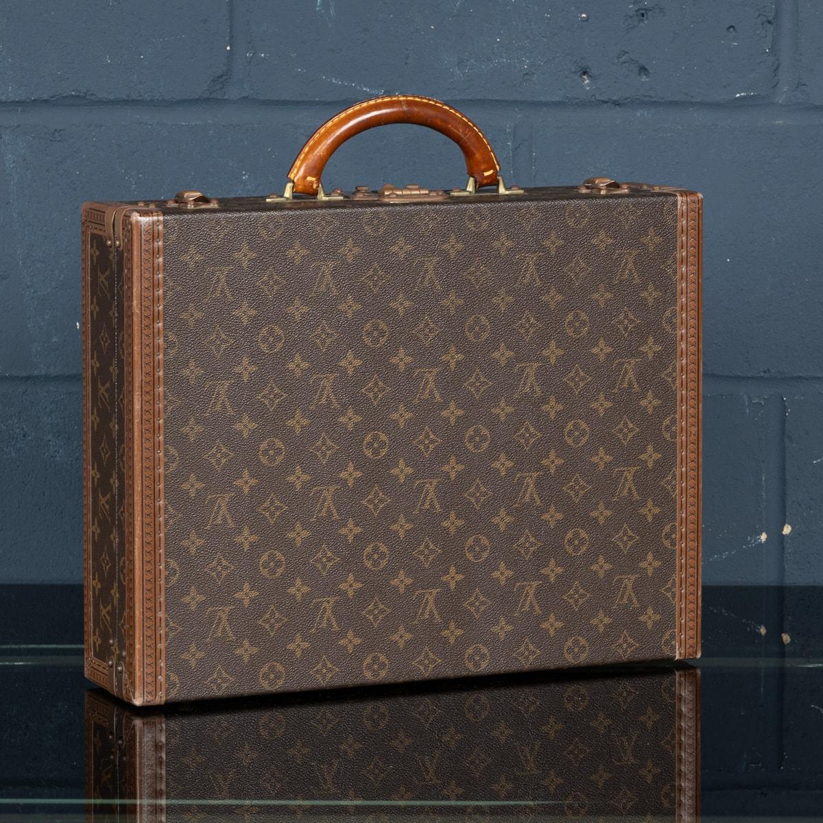 Brass 20thC Louis Vuitton Presidential Briefcase In Monogram Canvas, France c.1980 For Sale