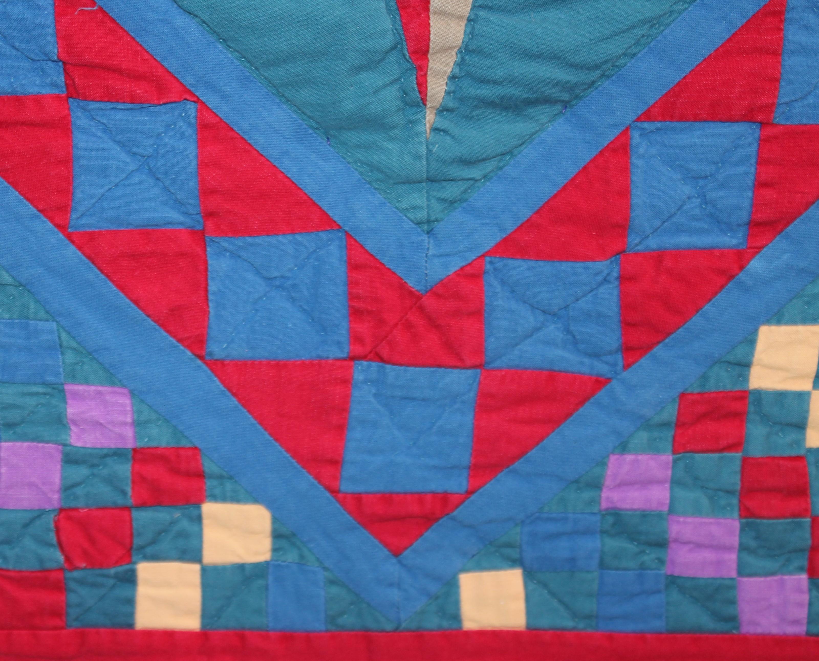 20Thc Mariners Compass Crib Quilt-Mounted In Good Condition For Sale In Los Angeles, CA