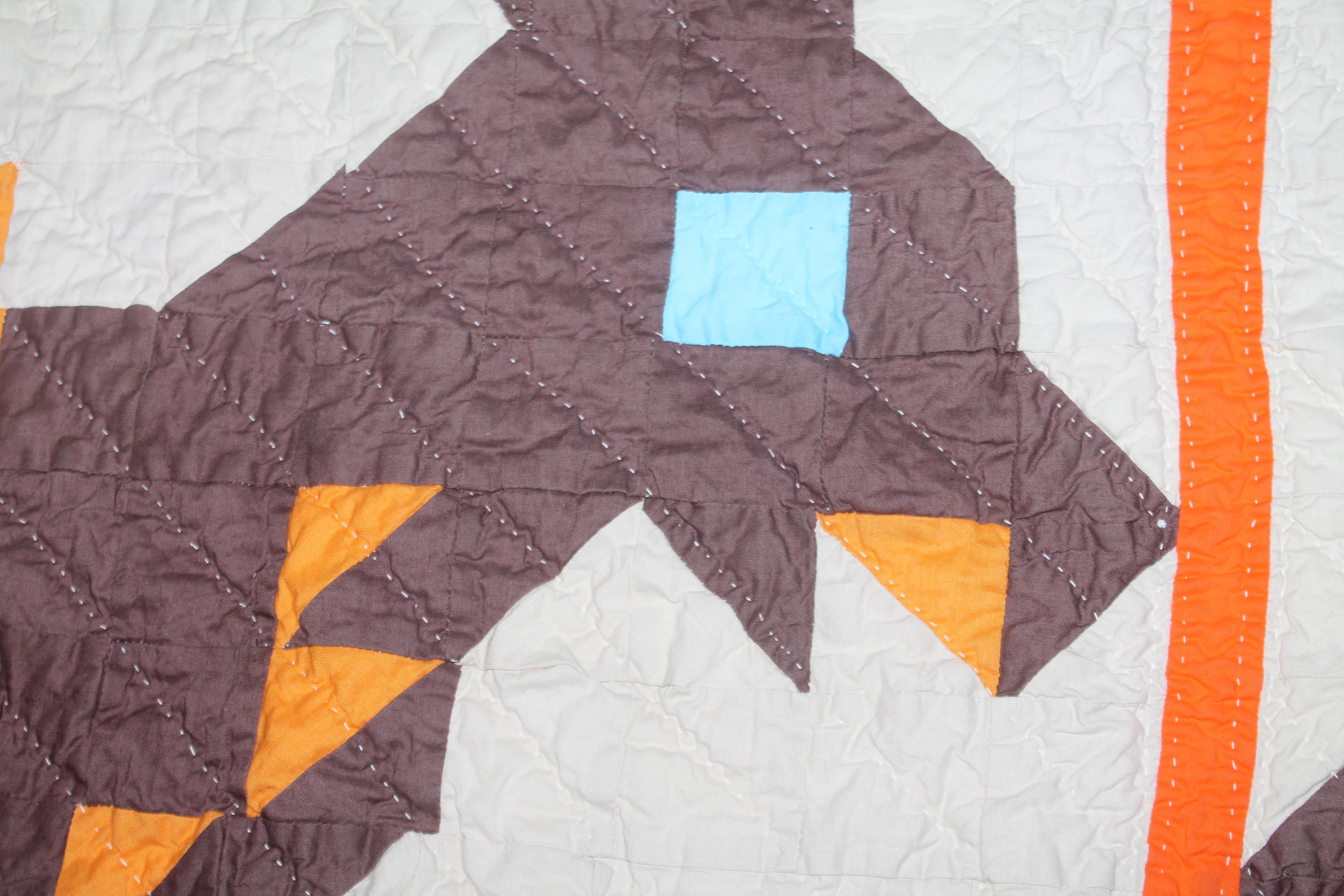 Hand-Crafted 20th Century Mid Western Donkey Quilt