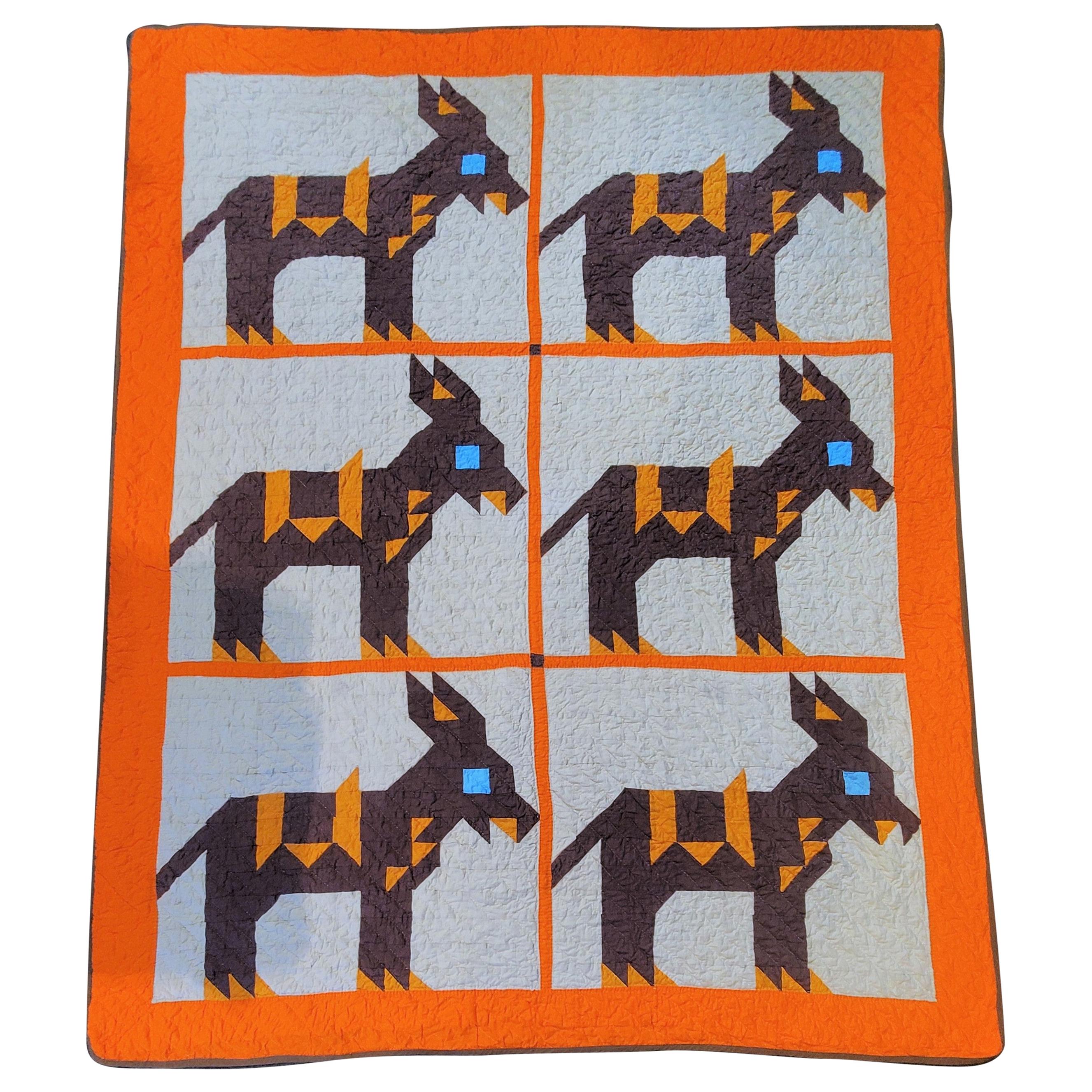 20th Century Mid Western Donkey Quilt