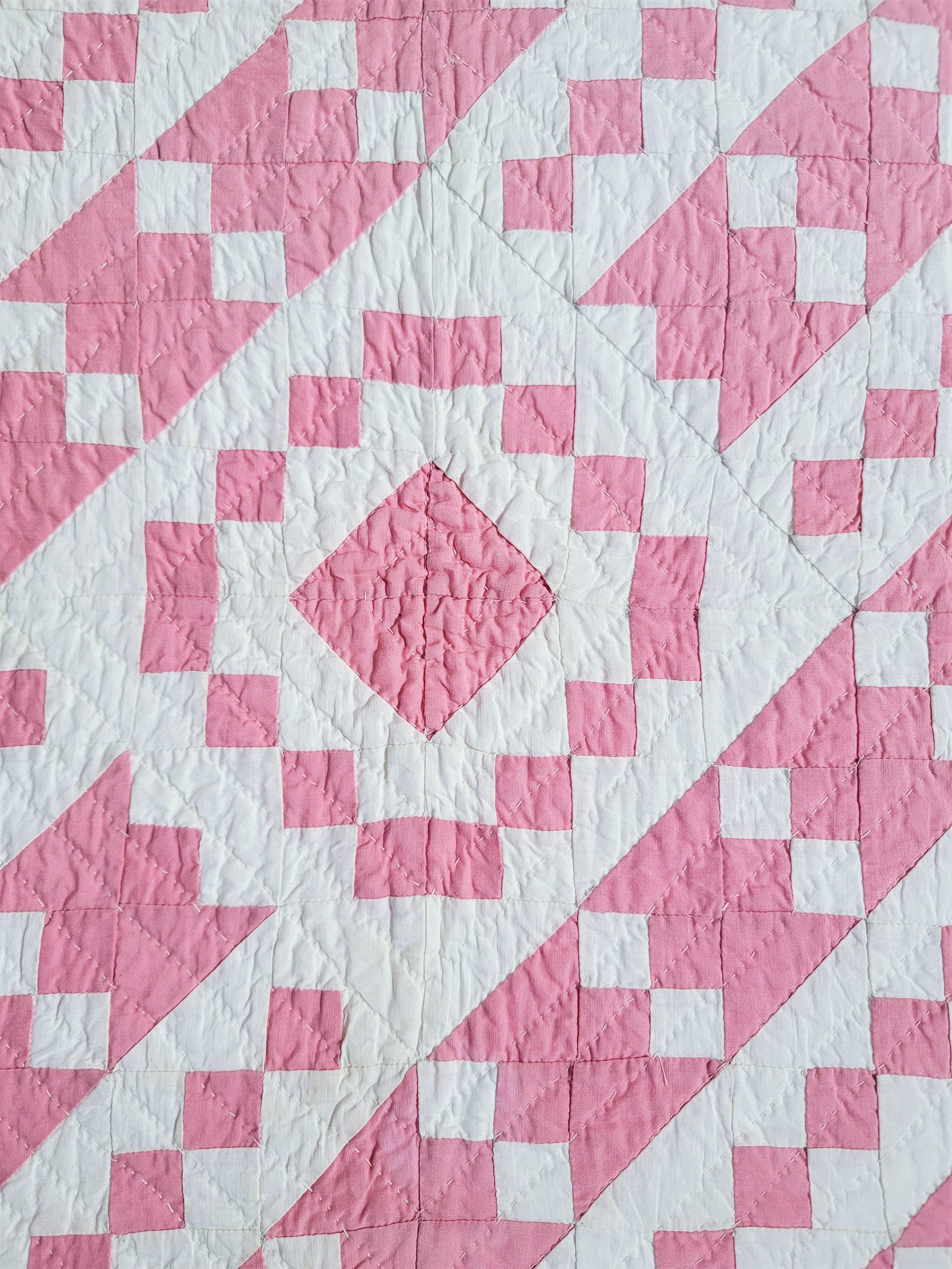 Cotone 20Thc Mini trapunta per bambole con francobolli rosa e bianchi in vendita