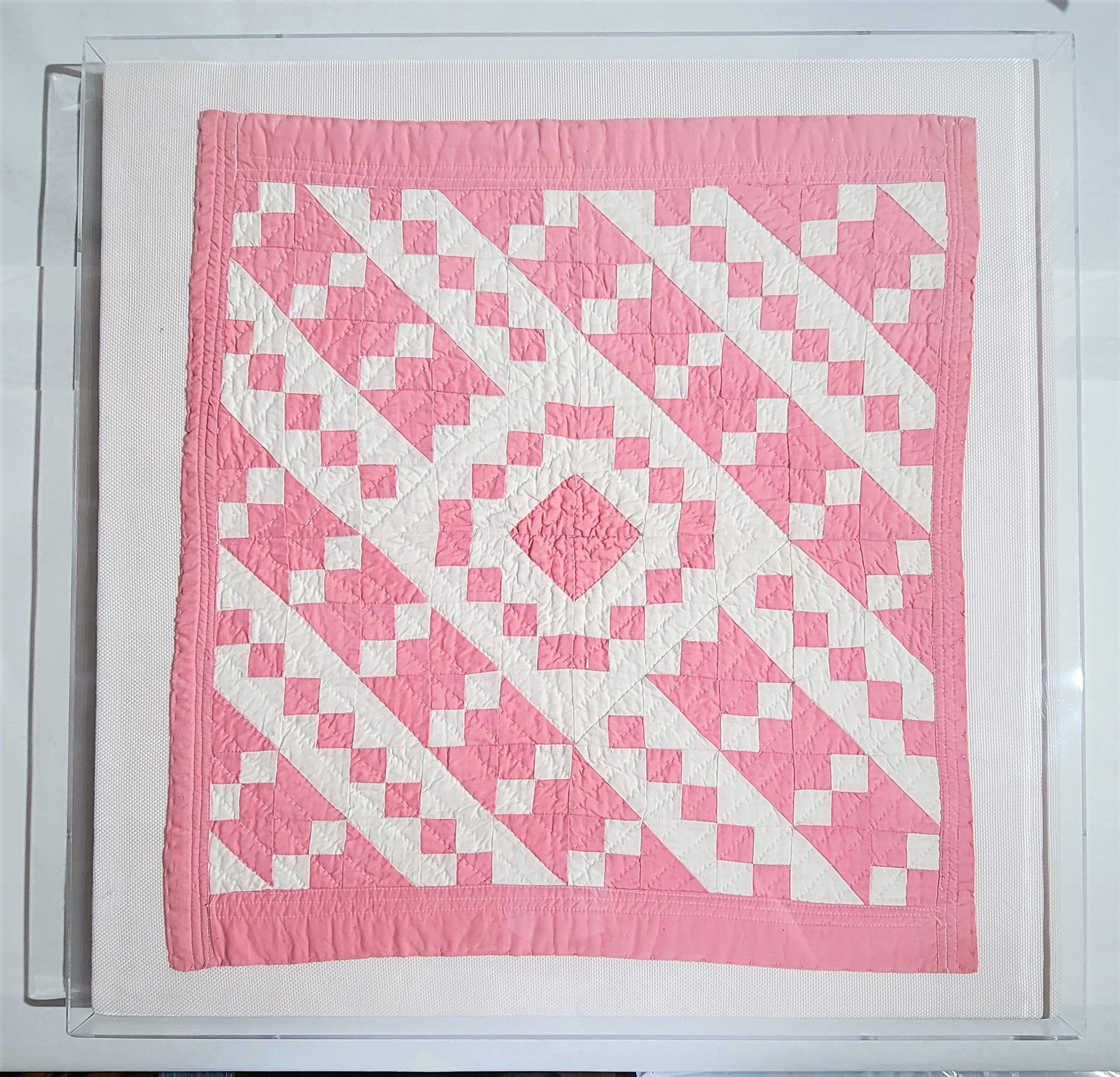 20Thc Mini trapunta per bambole con francobolli rosa e bianchi