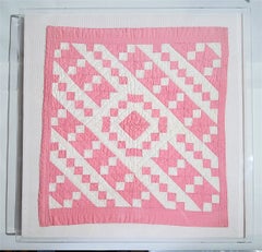 20Thc Mini Pieced Pink & White Postage Stamp Doll Quilt