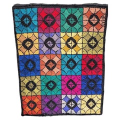 Retro 20thc Modern Colorful American Hand Hooked Rug