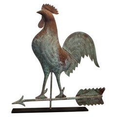 20th Century Mounted Roster Weather Vane on Iron Stand