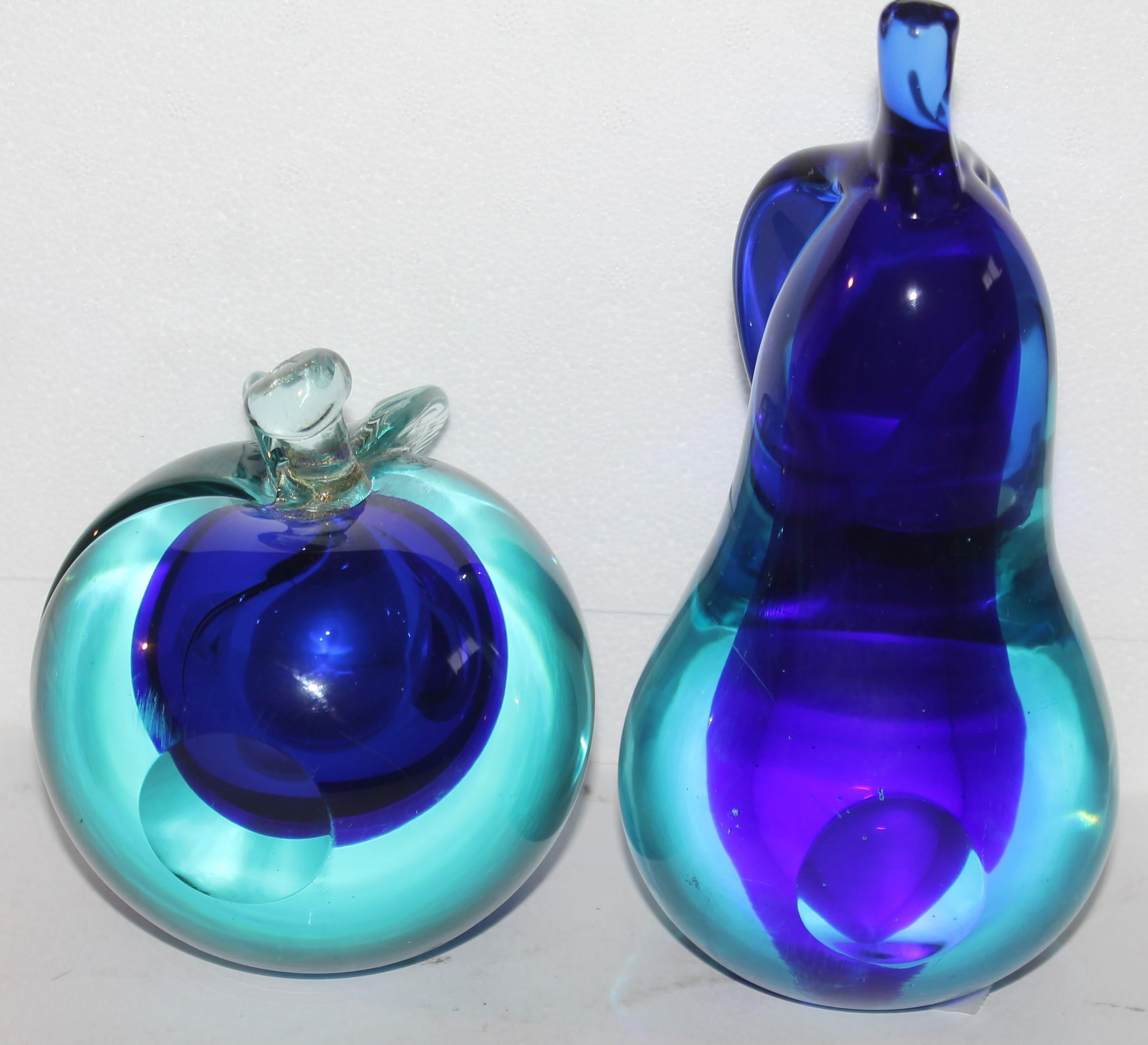 Modern 20Thc Murano Glass Apple & Pear Bookends, Pair For Sale