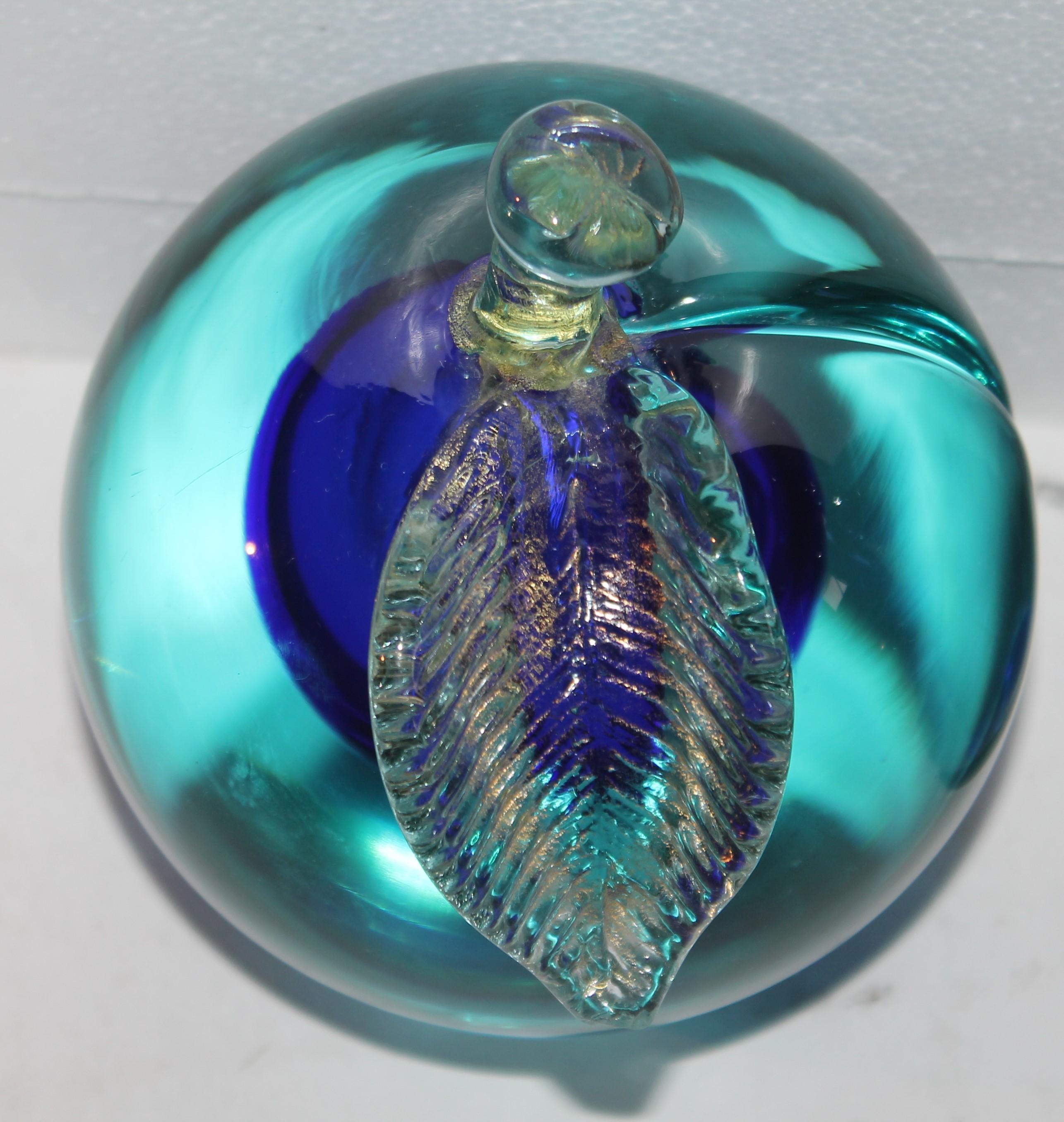 Fait main Paire de serre-livres en verre de Murano pomme et poire, XXe siècle en vente