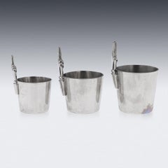 20thC Novelty Silver Plated Set Of Three Shot Measures By James Dixon & Sons
