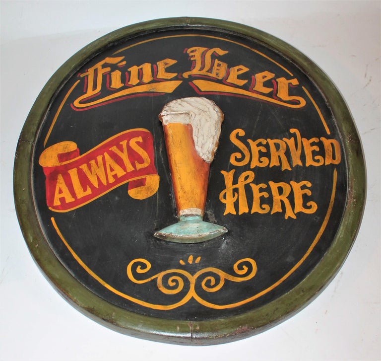 20th Century Original Hand Painted Beer Sign at 1stDibs