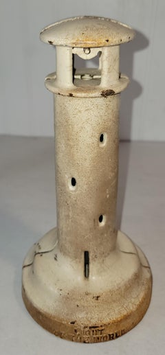20Thc Original Painted Lighthouse Iron Bank -Hubley