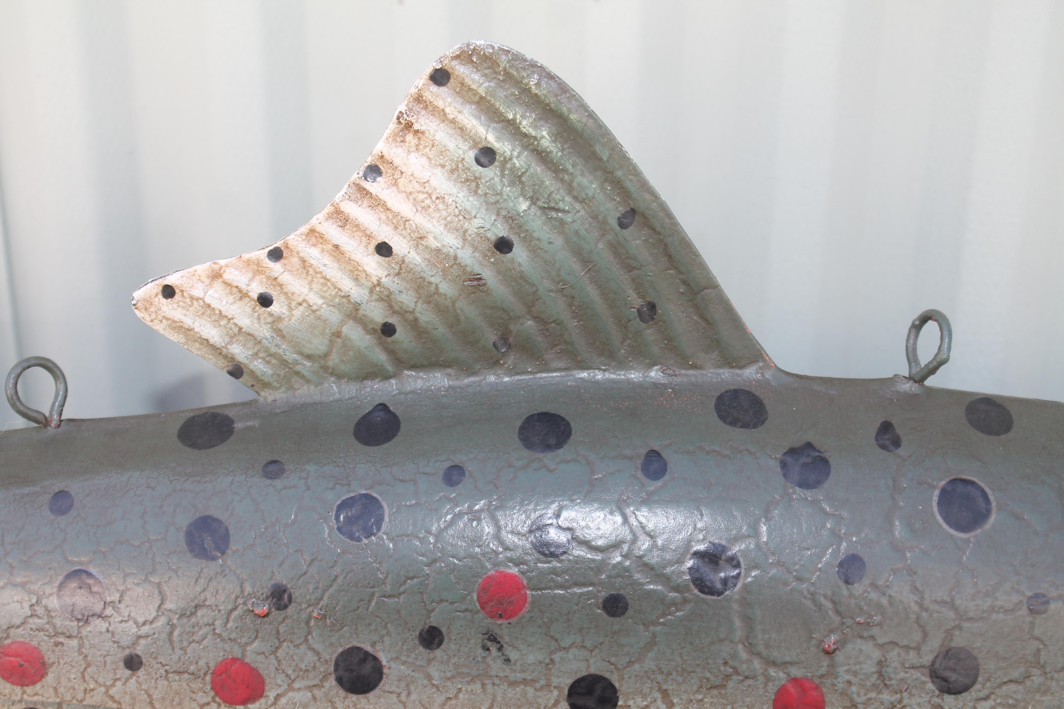 American 20thc Original Painted Tin Full Body Fish