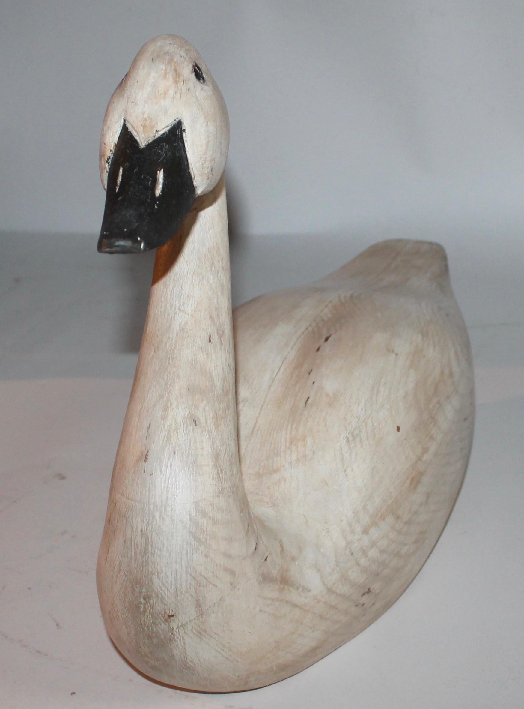 Adirondack 20th Century Original White Painted Hand Carved Canadian Goose For Sale