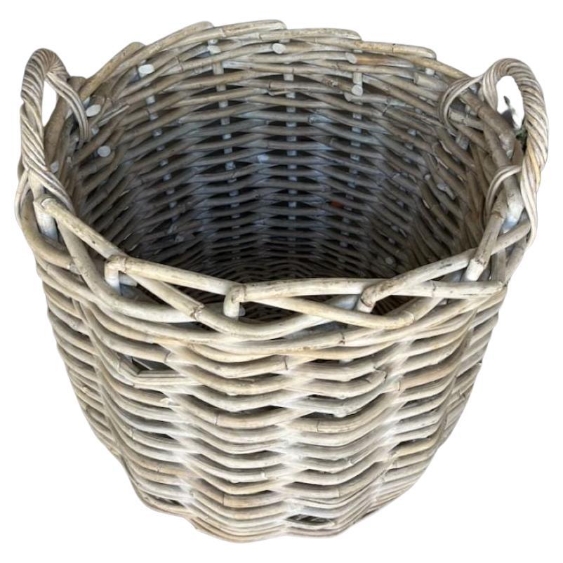20Thc Original White Painted Monumental Basket For Sale