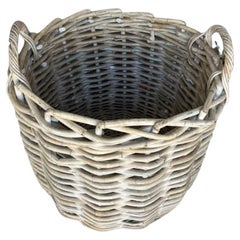 Antique 20Thc Original White Painted Monumental Basket