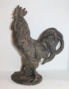 20th Century Painted Rooster Garden Ornament