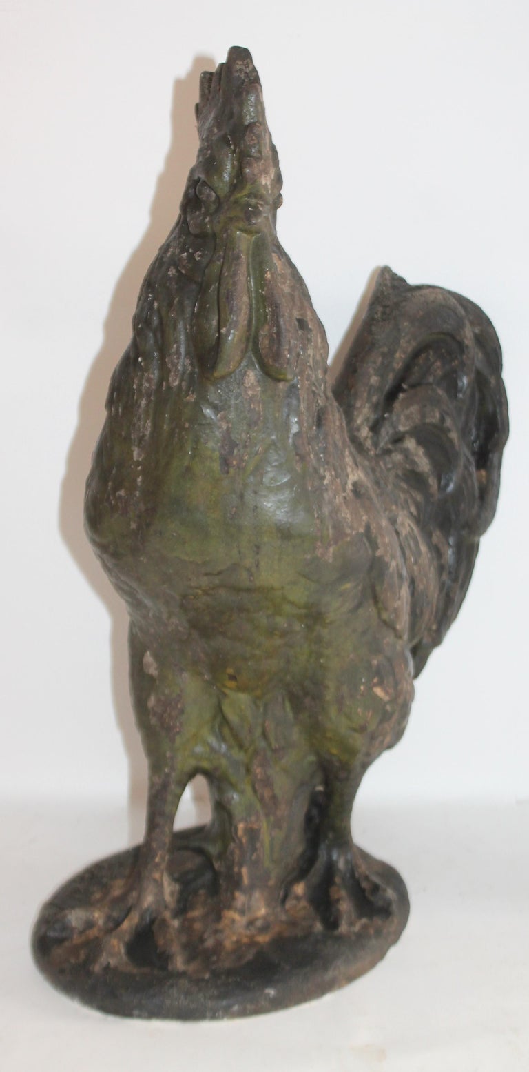 20th Century Painted Rooster Garden Ornament For Sale at 1stDibs