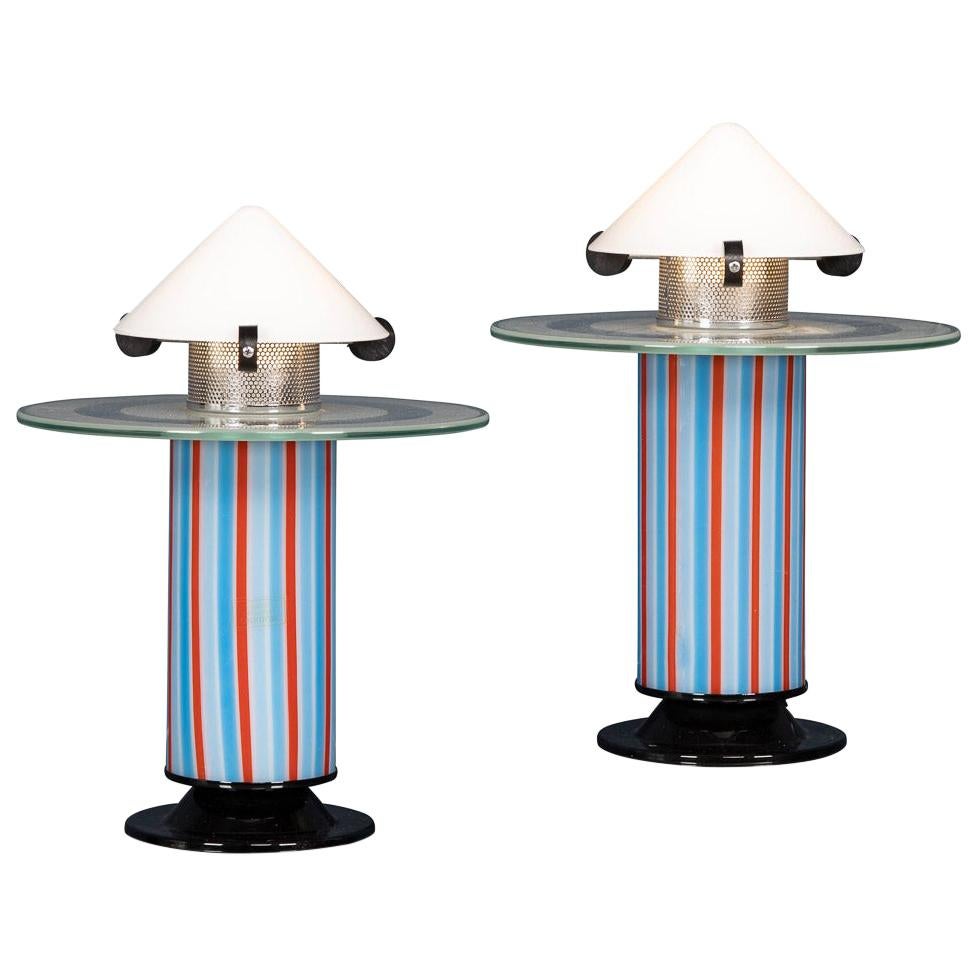 20th Century Pair Of Italian Side Lamps Attributable To Ettore Sotsass