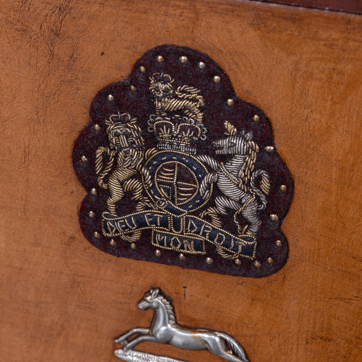 20thC Pair Of Leather Clad English Army / Navy Style Trunks For Sale 10