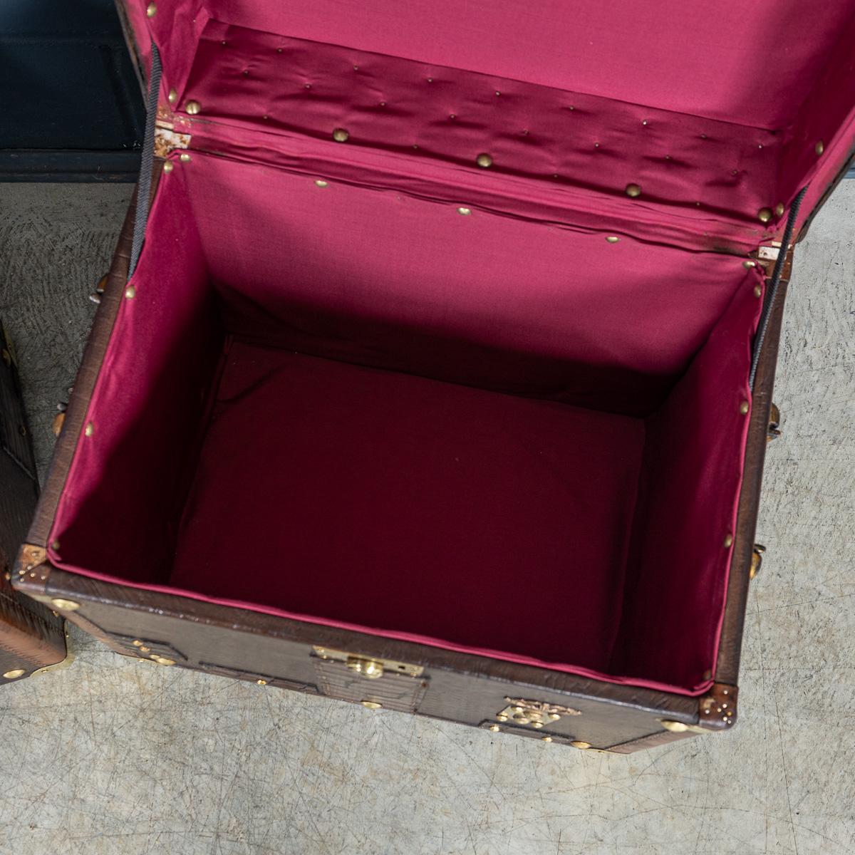 20thC Pair Of Leather Clad English Army / Navy Style Trunks For Sale 2