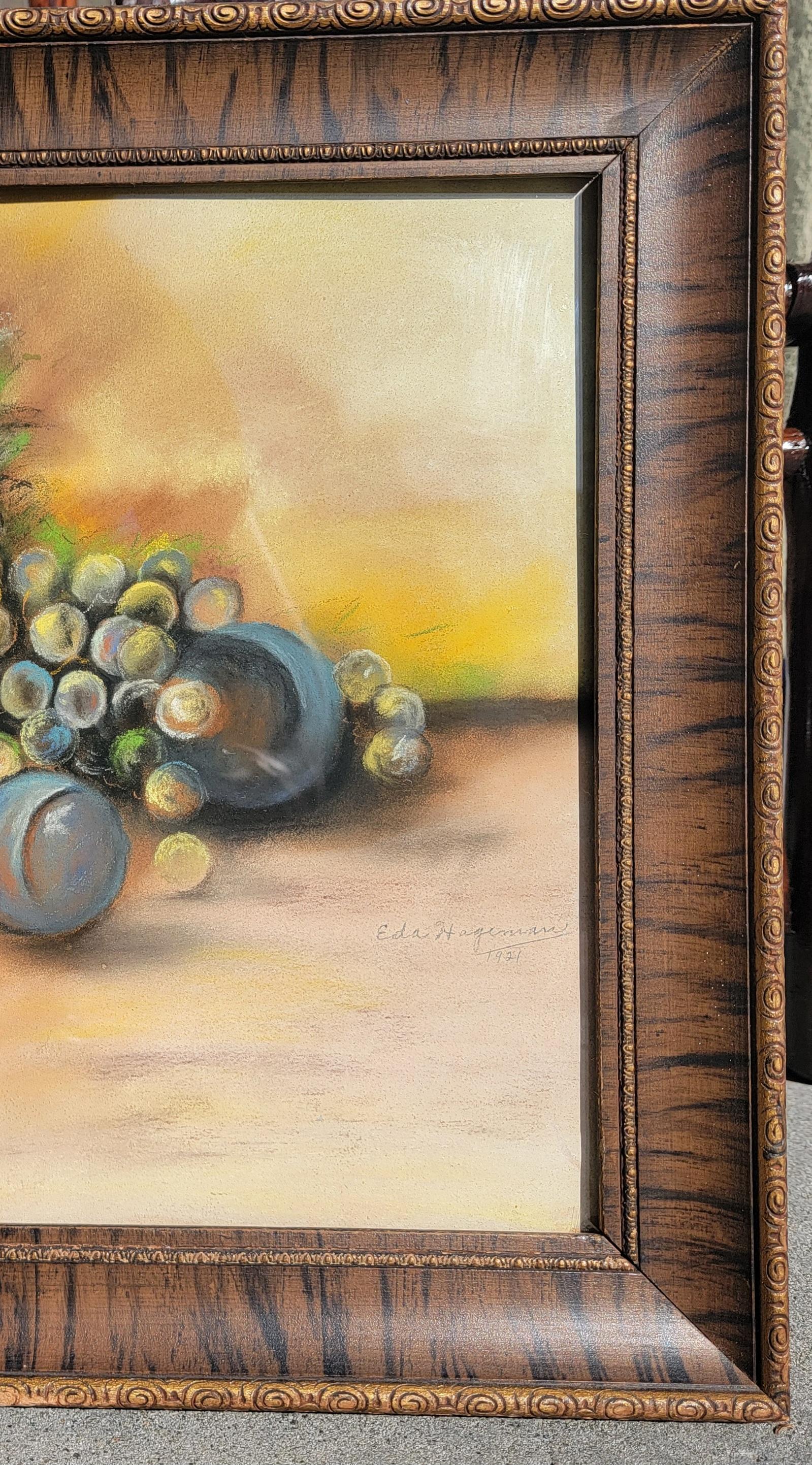 American 20Thc  Pastel Painting of Still Life - Artist Signed 1921 For Sale