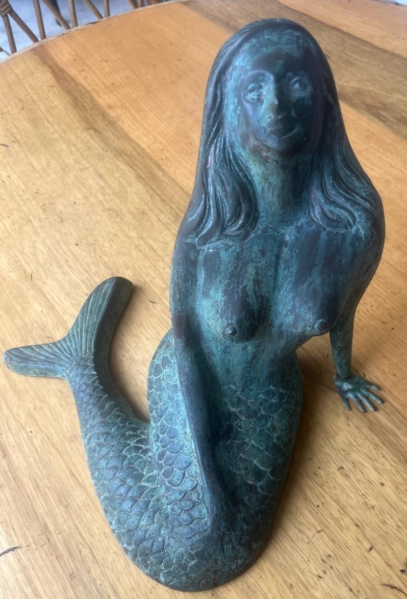Bronzo Statua di sirena in bronzo patinato del XX secolo in vendita