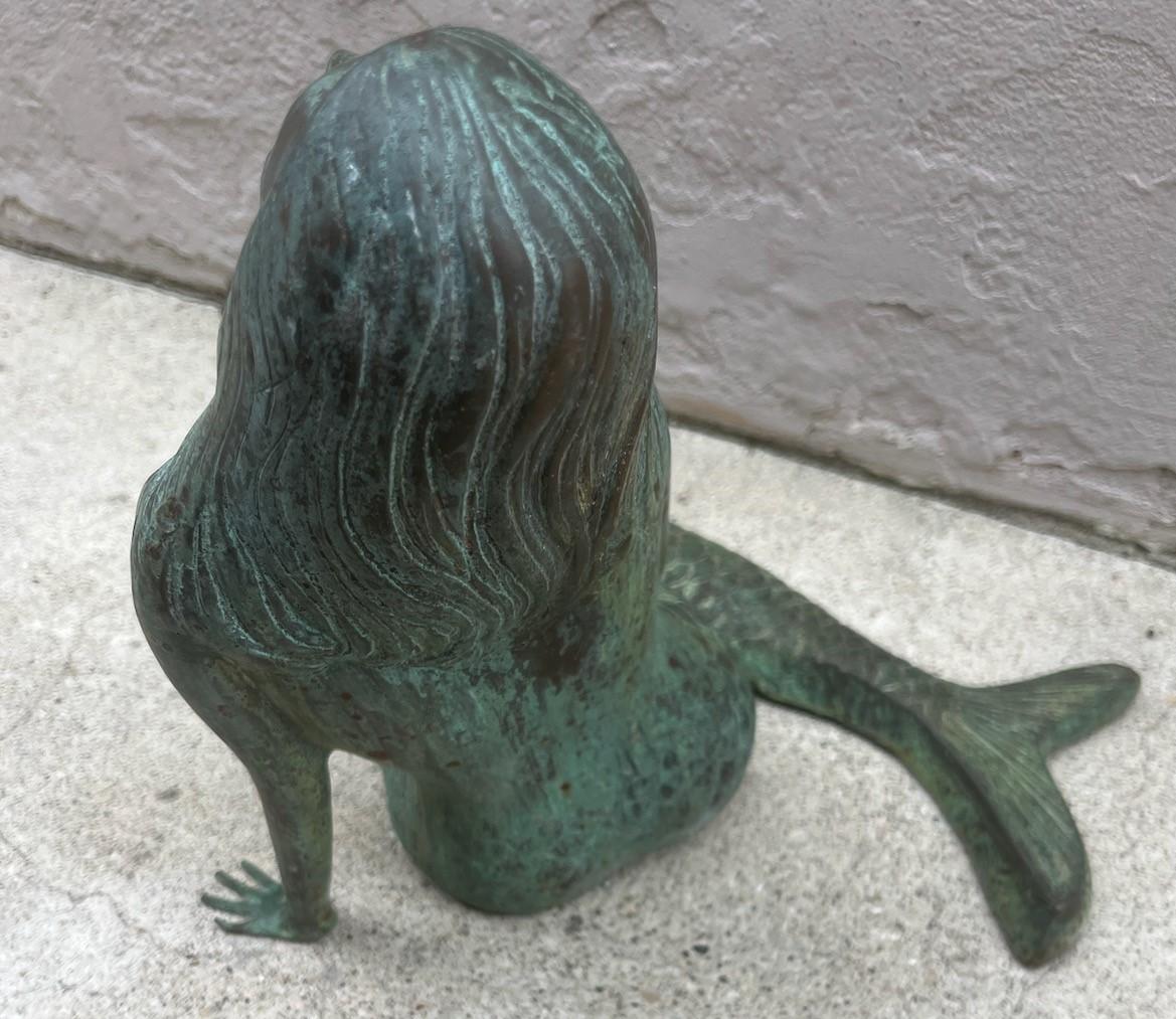 Statua di sirena in bronzo patinato del XX secolo in vendita 2